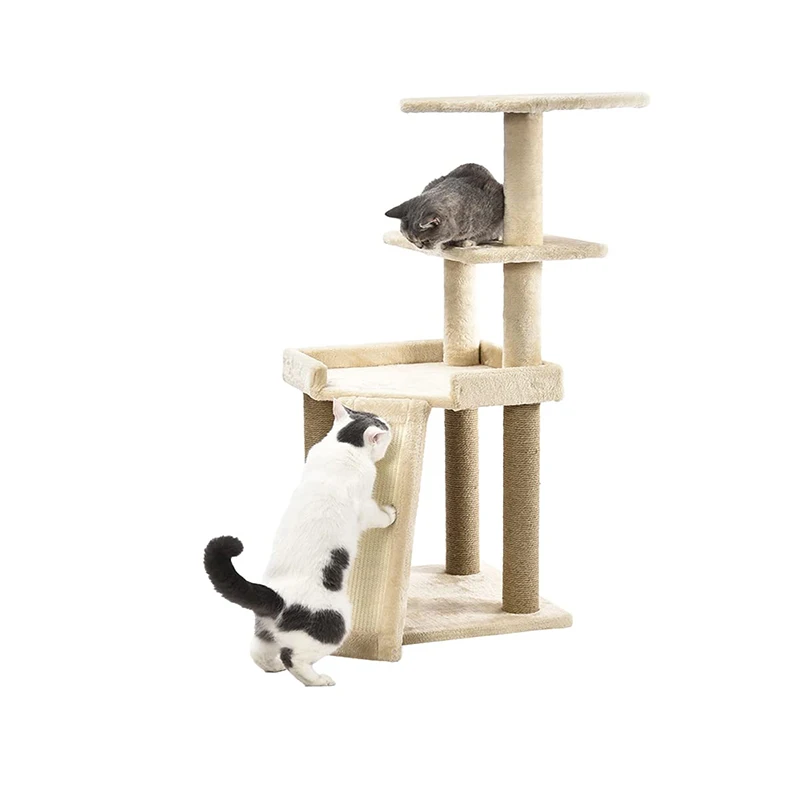 Customized Two By Two Cat Tree,Cat Tower With Scratching Post Solid