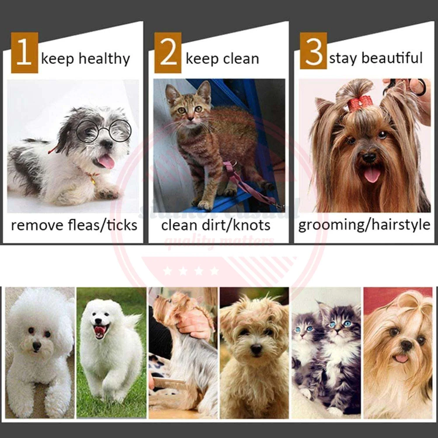 Wooden Single Side Pet Comb With Stainless Steel Teeth Premium Quality