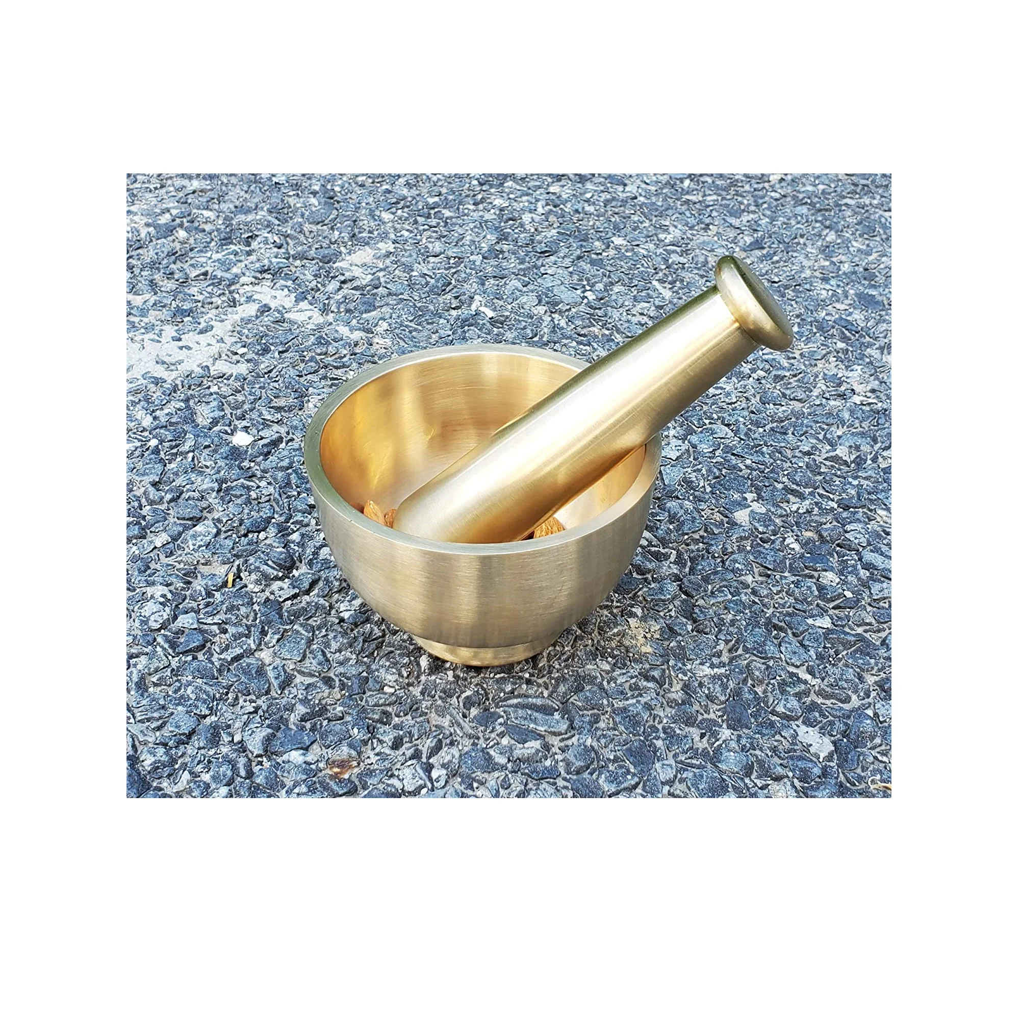 Good Design Natural Brass Stone Mortar And Pestle Set And Customized