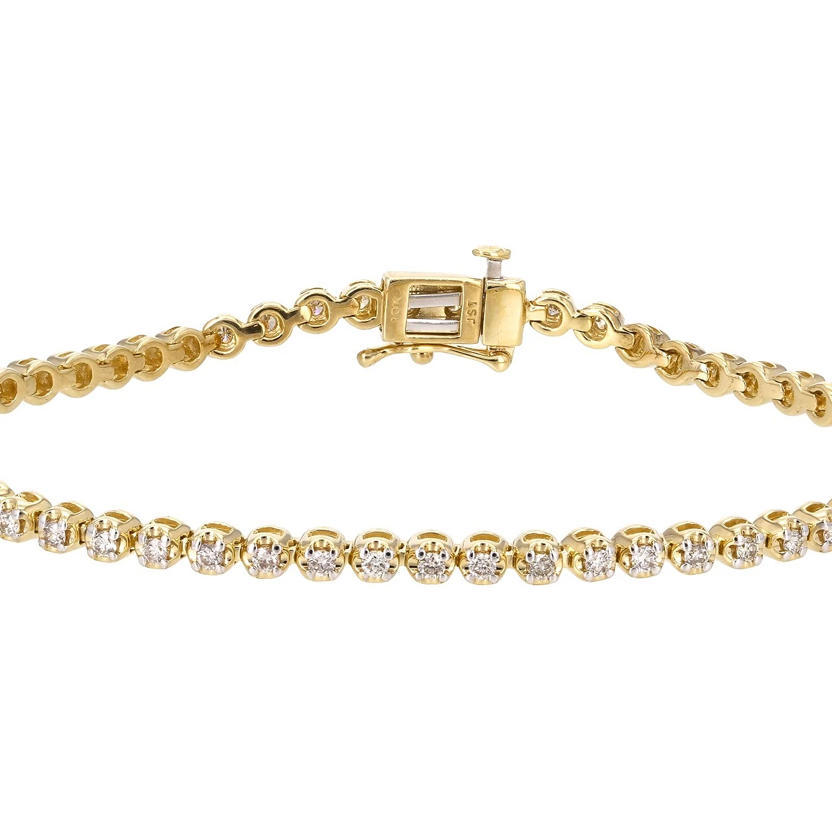 White Diamonds In 10k Yellow Gold Tennis Bracelet Elegant Diamond