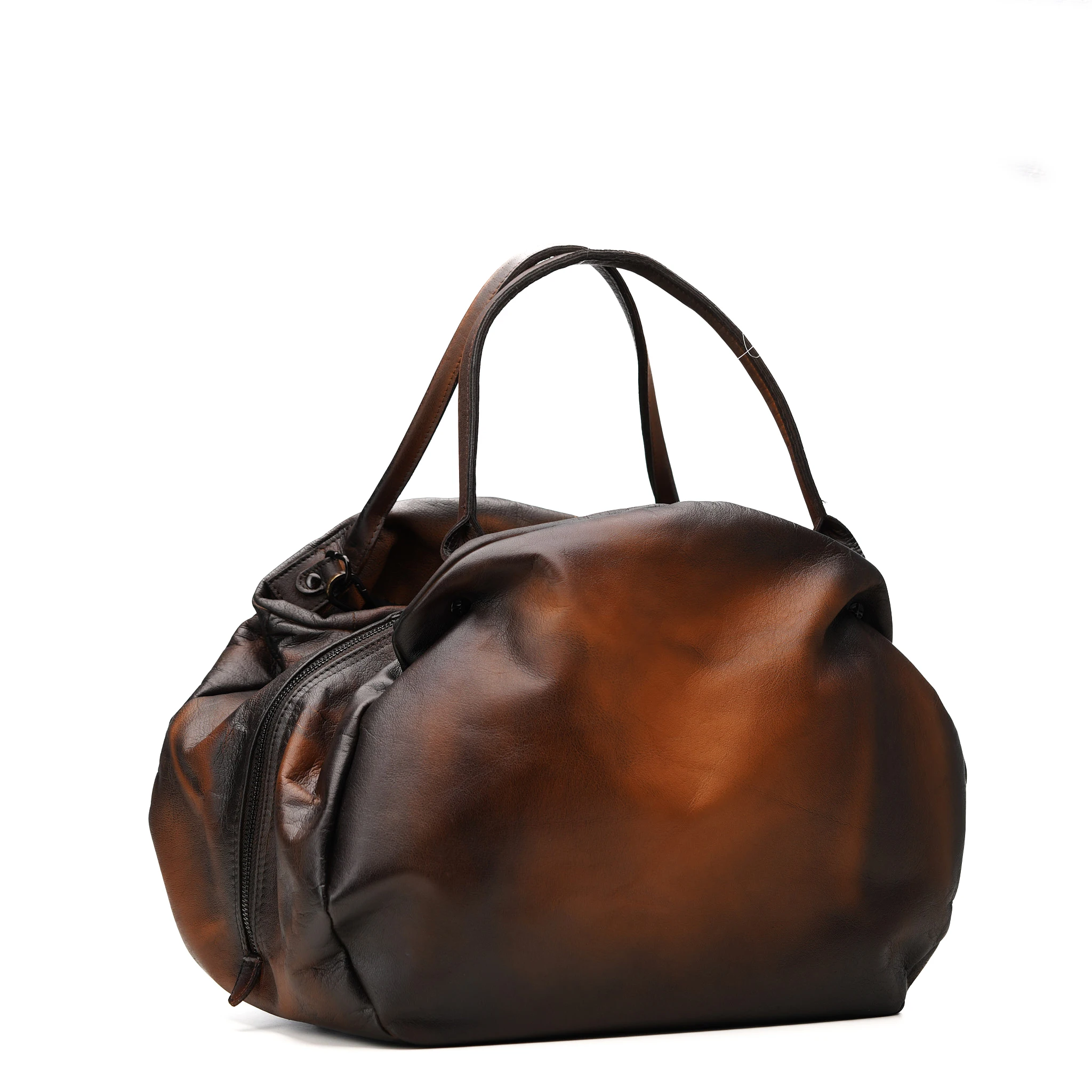 Bags Leather Madeinitaly Shoulder Woman Vintage Washed Bags Civico 93 Pulicati Brown Zipper Tote