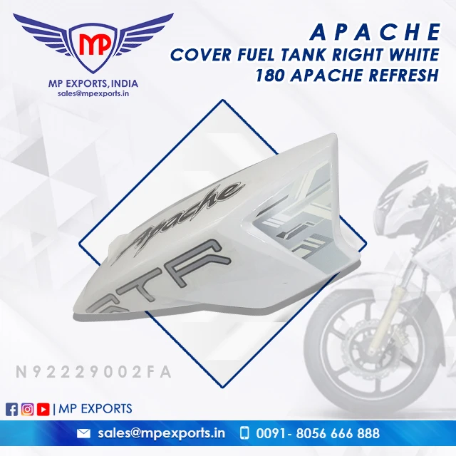 Genuine Quality Cover Fuel Tank Right White For Tvs Apache Rtr 180 Ref