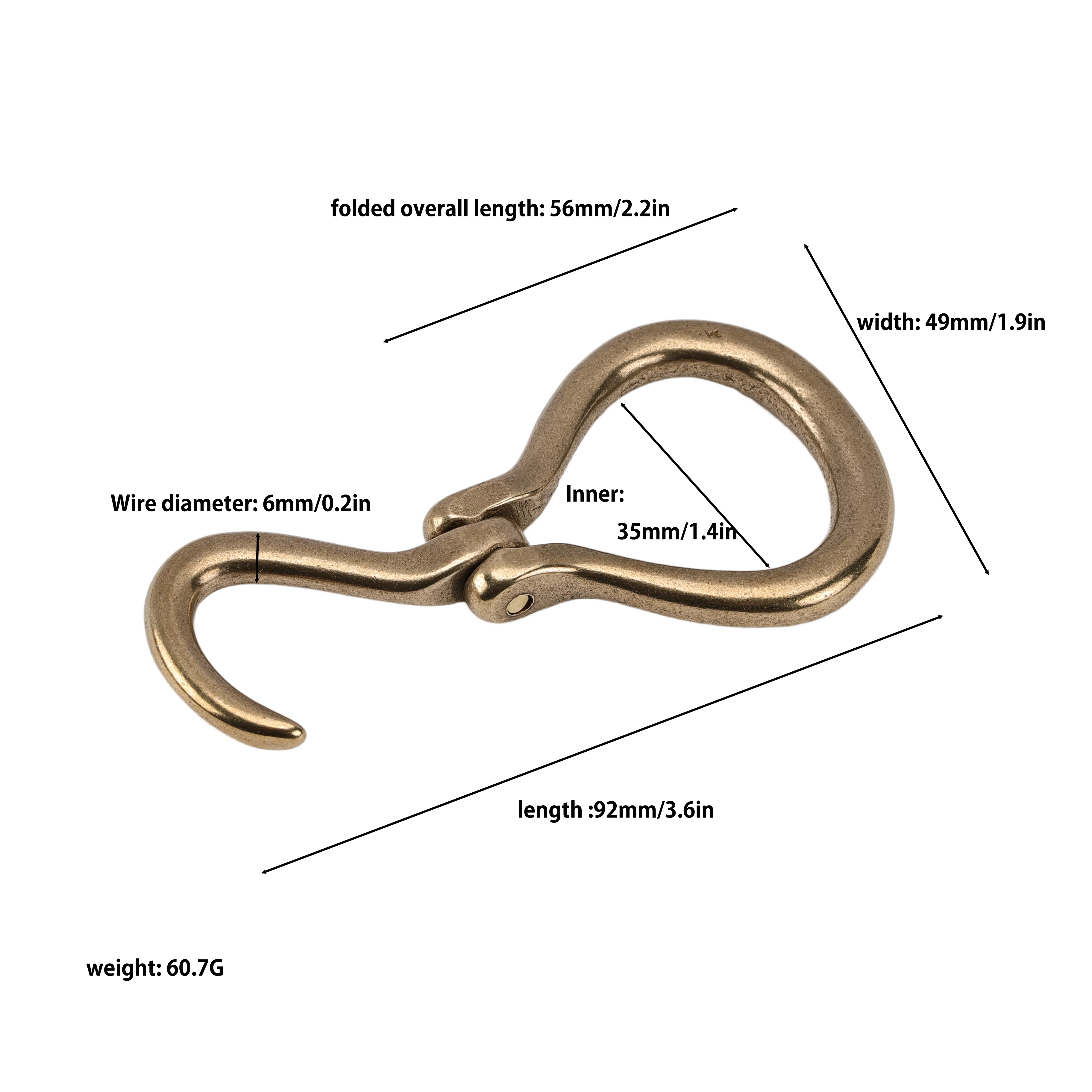 Made In Japan Brass Hoof Pick Buckle 35mm Slim Belt Buckle Folding