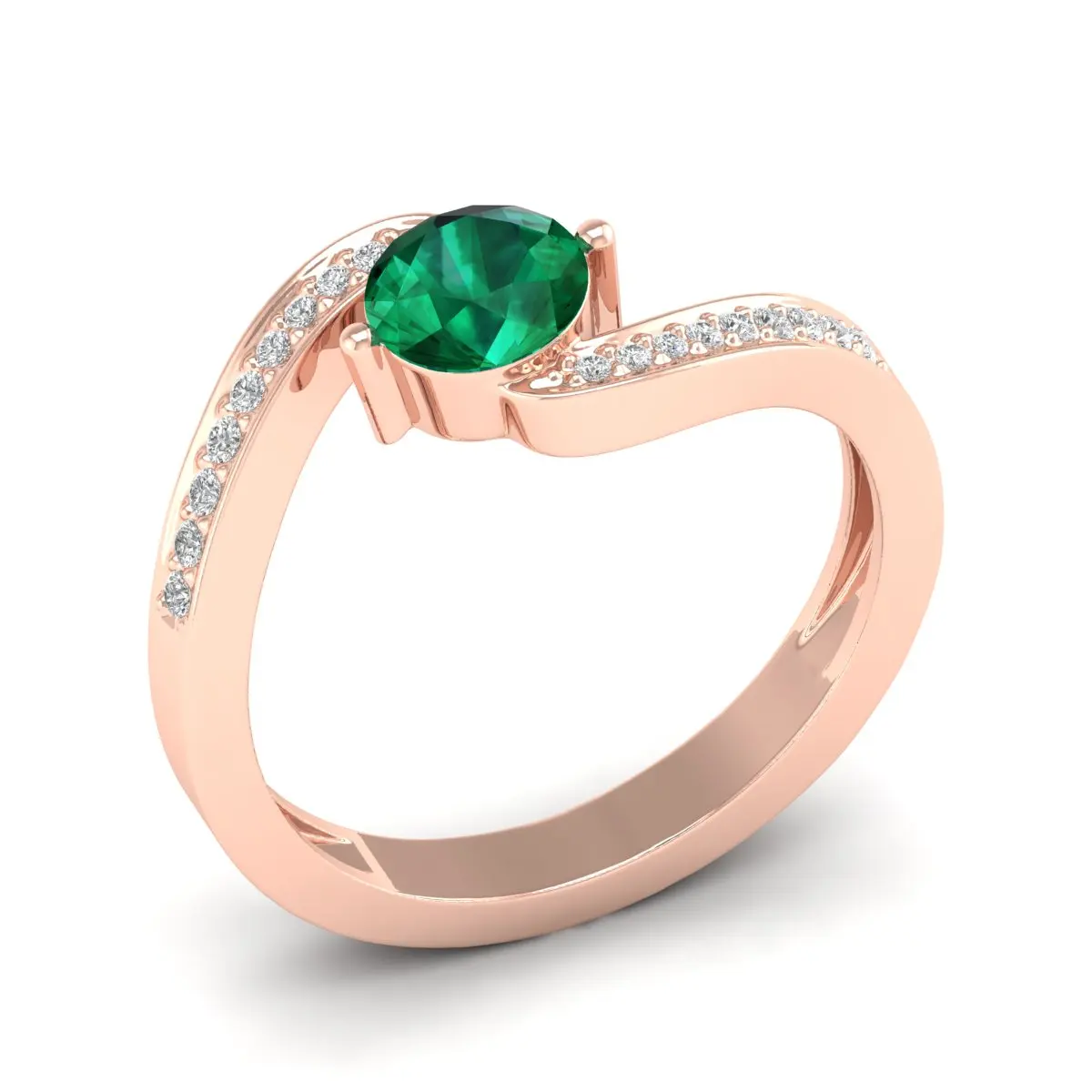 Natural 14k White Gold Moissanite Ring Elegant Green Emerald Gemstone Ring Engagement Moissanite