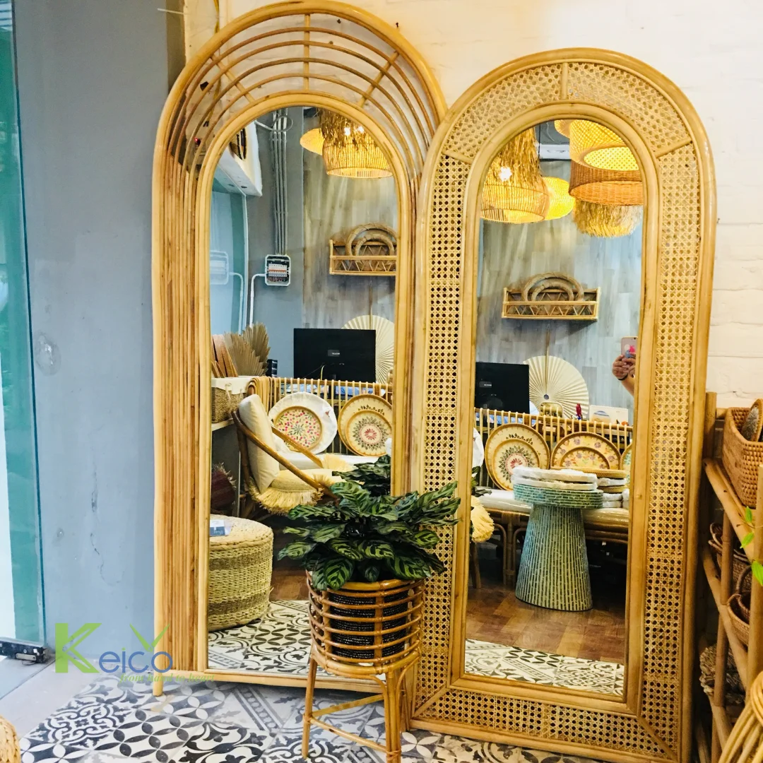 Hot New Design 2024 Ecofriendly Rattan Floor Mirror Best For Home