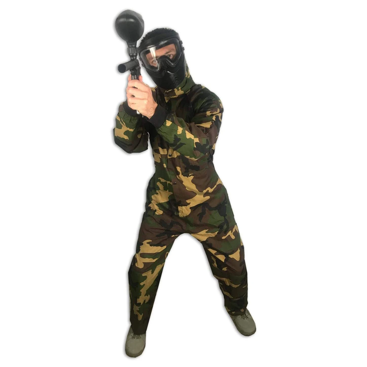 Army Universe Mens Woodland Camo Tactical US Air Force Style Paintball Flight Suit Coveralls Camouflage Flightsuit Patch