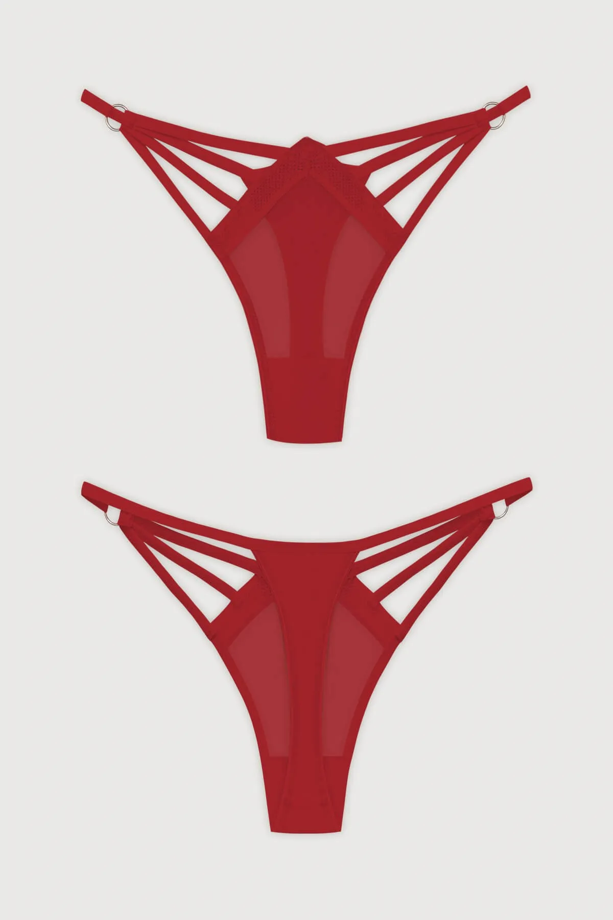 High Quality Tulle Detailed Women Thong With Thin Stripe Waistband