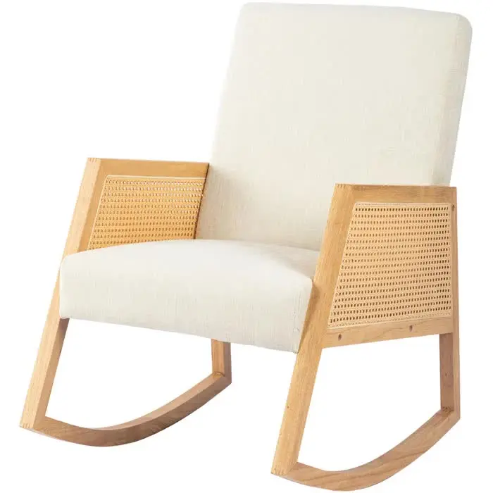 Pumpy Nursery Rocking Chair Made Of Solid Teak Wood With Woven Rattan
