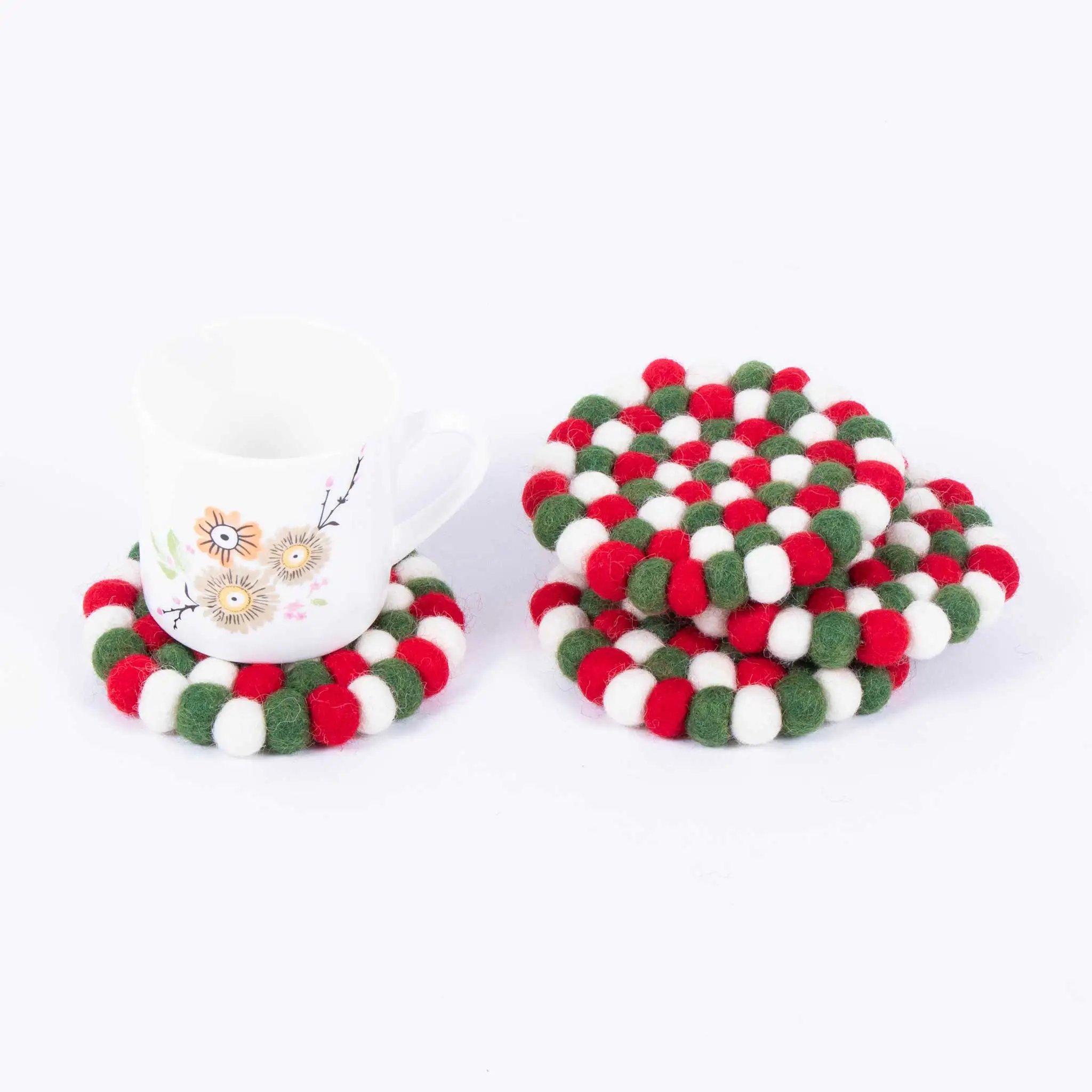 Kitchen Table Decor Table Coasters Mats Set Printed Round Woven