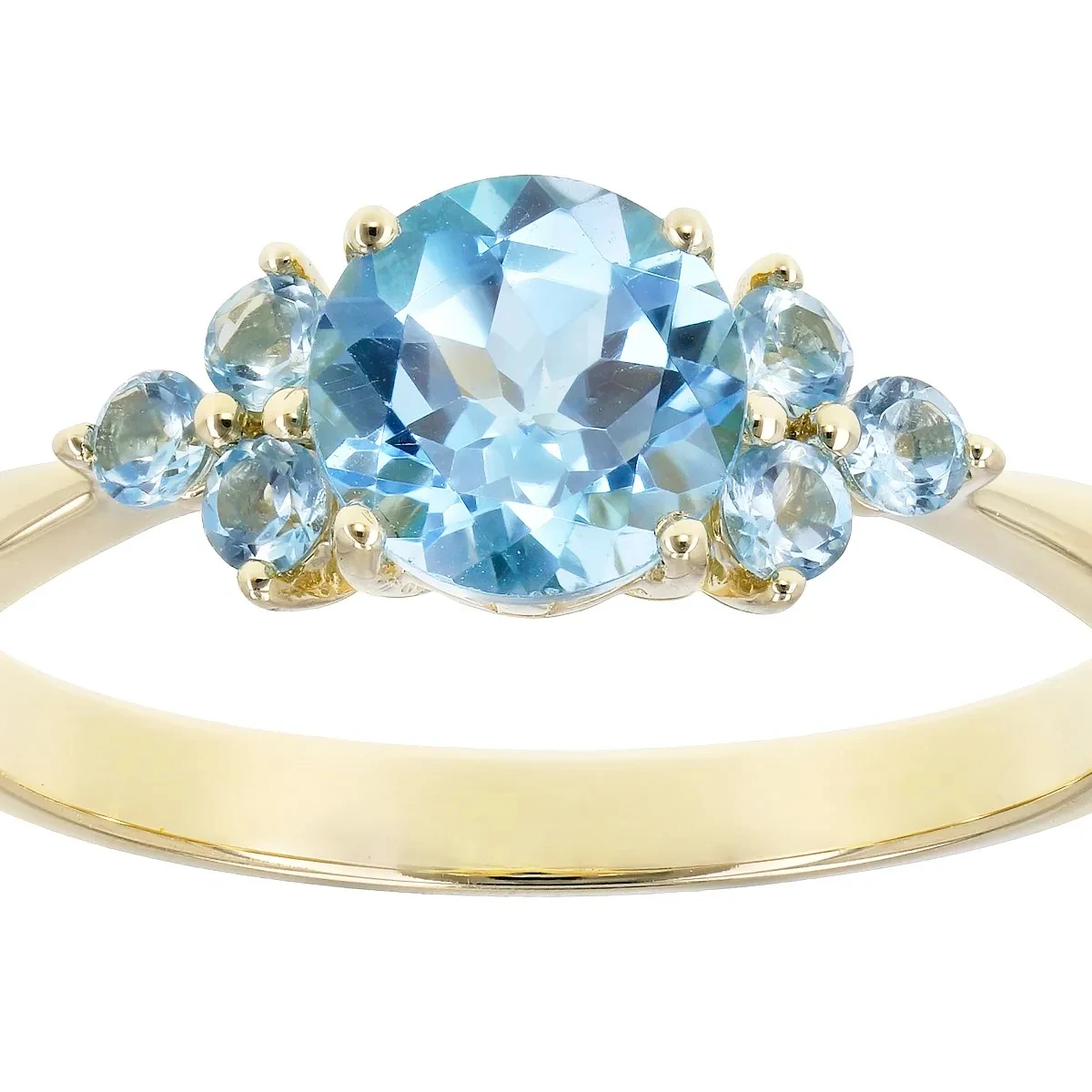 Radiant Sky Swiss Blue Topaz 10k Yellow Gold Ring A Captivating