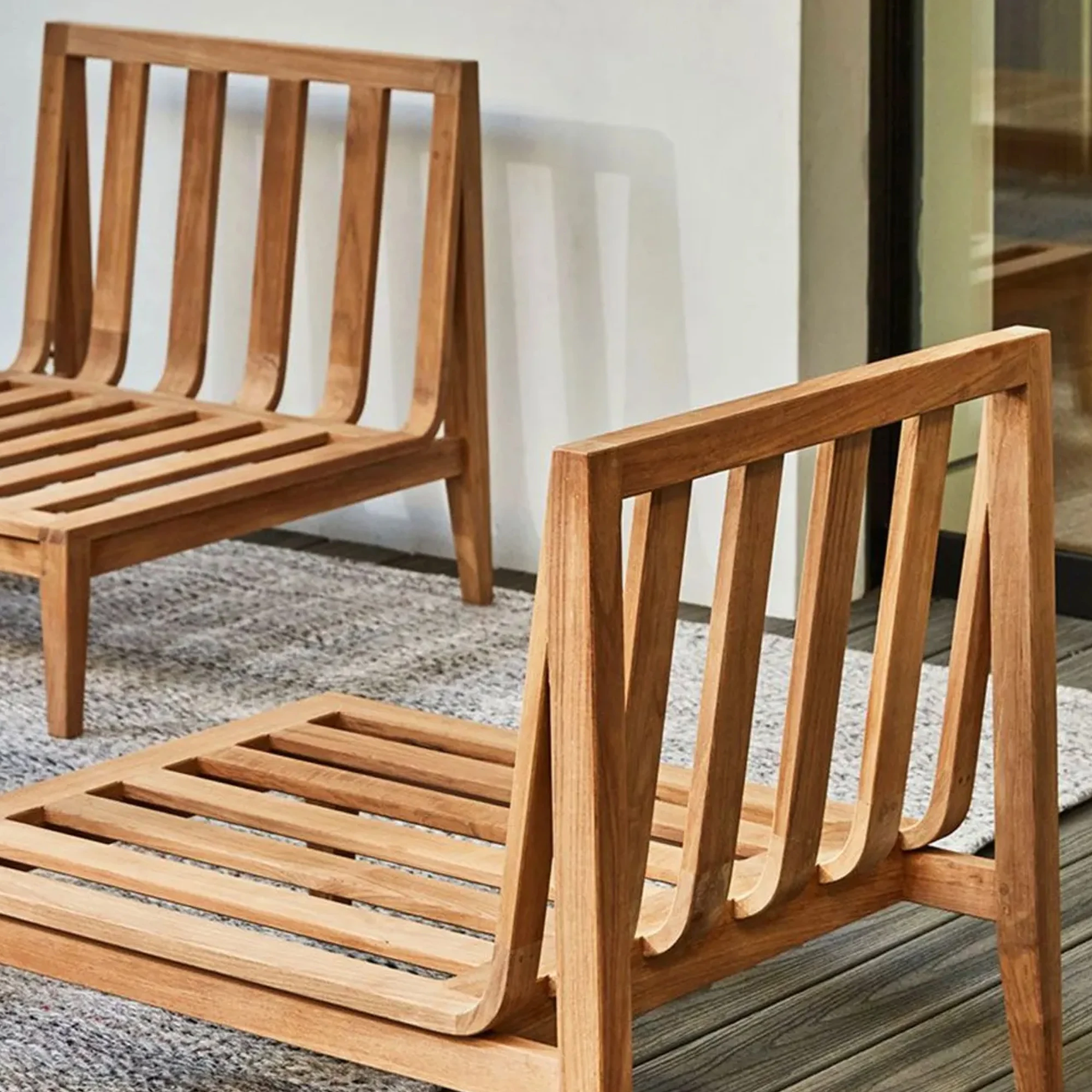 Elegant Outdoor Sofa Set High Quality Teak Wood Patio Garden Sofa Nm