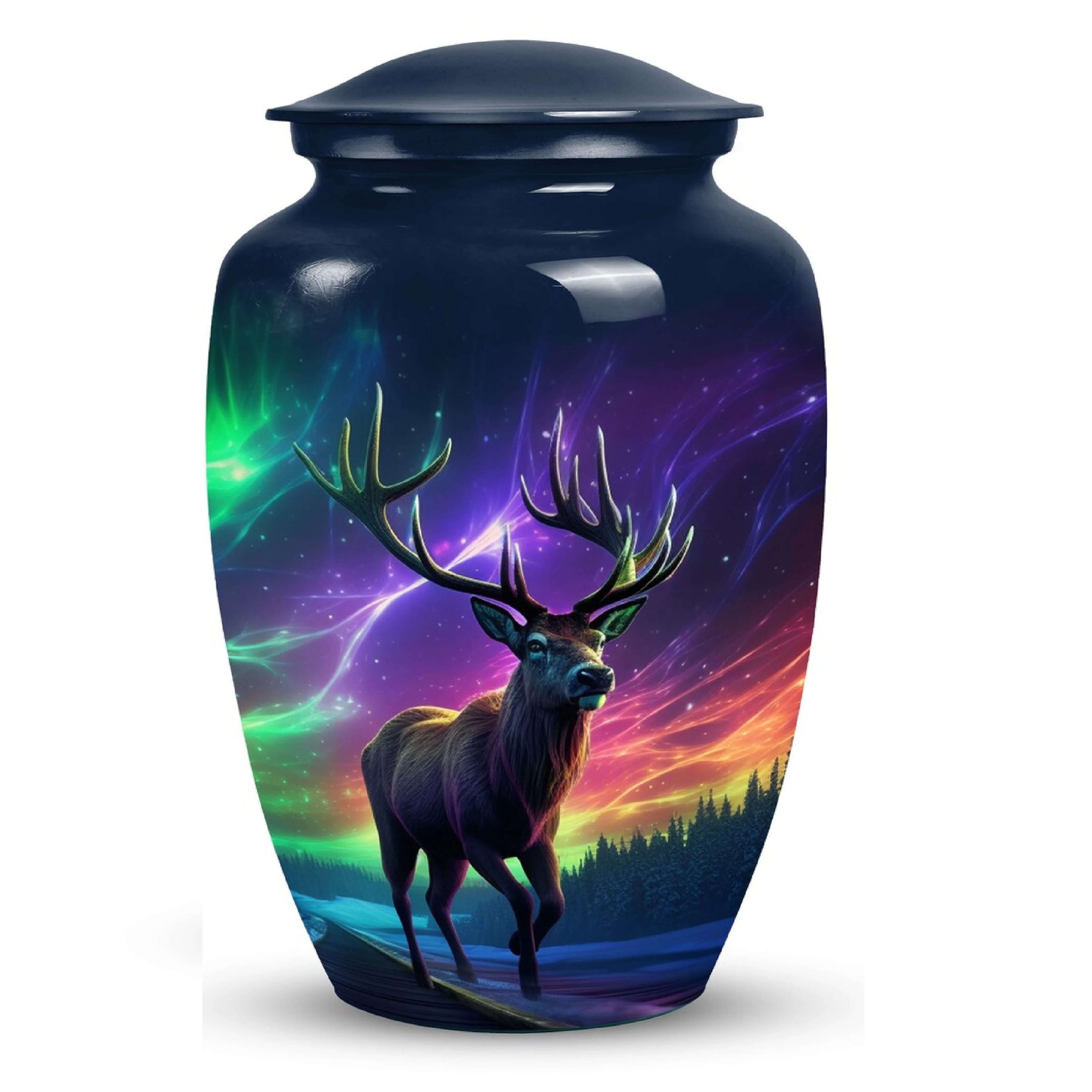 Sea Themed Aluminium Cremation Urns Funeral Wholesale Metal Adult Urns With Sticker Finished Low