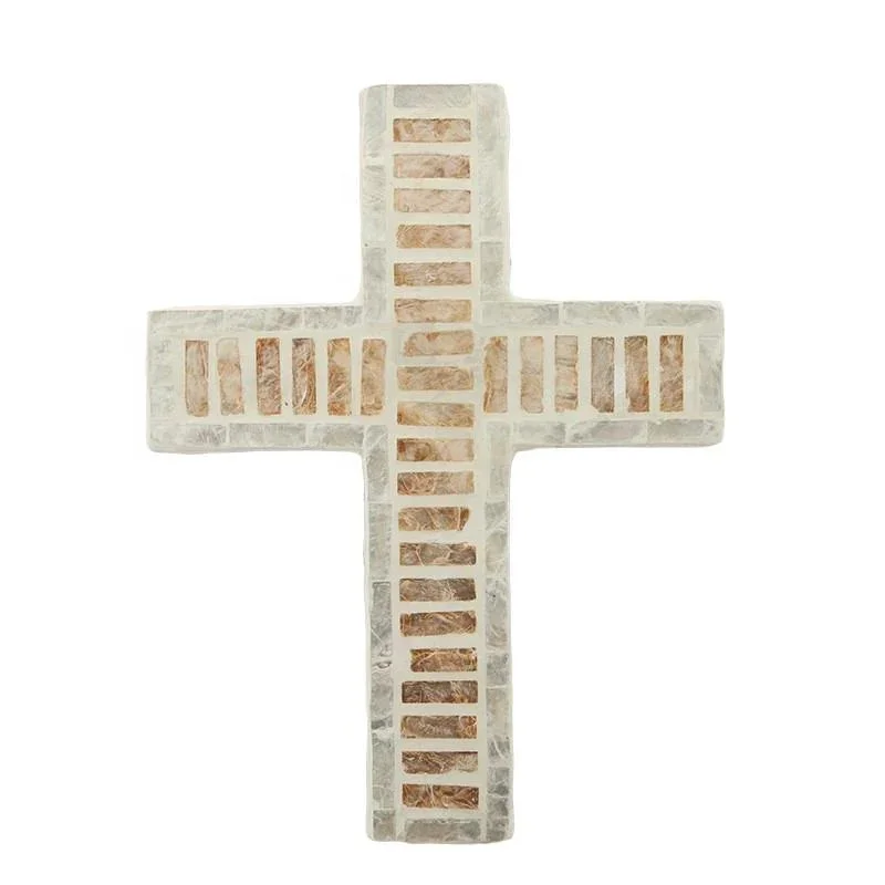 Elegant Mother Of Pearl Inlay Crucifix Cross Decor In Gold For Wall ...