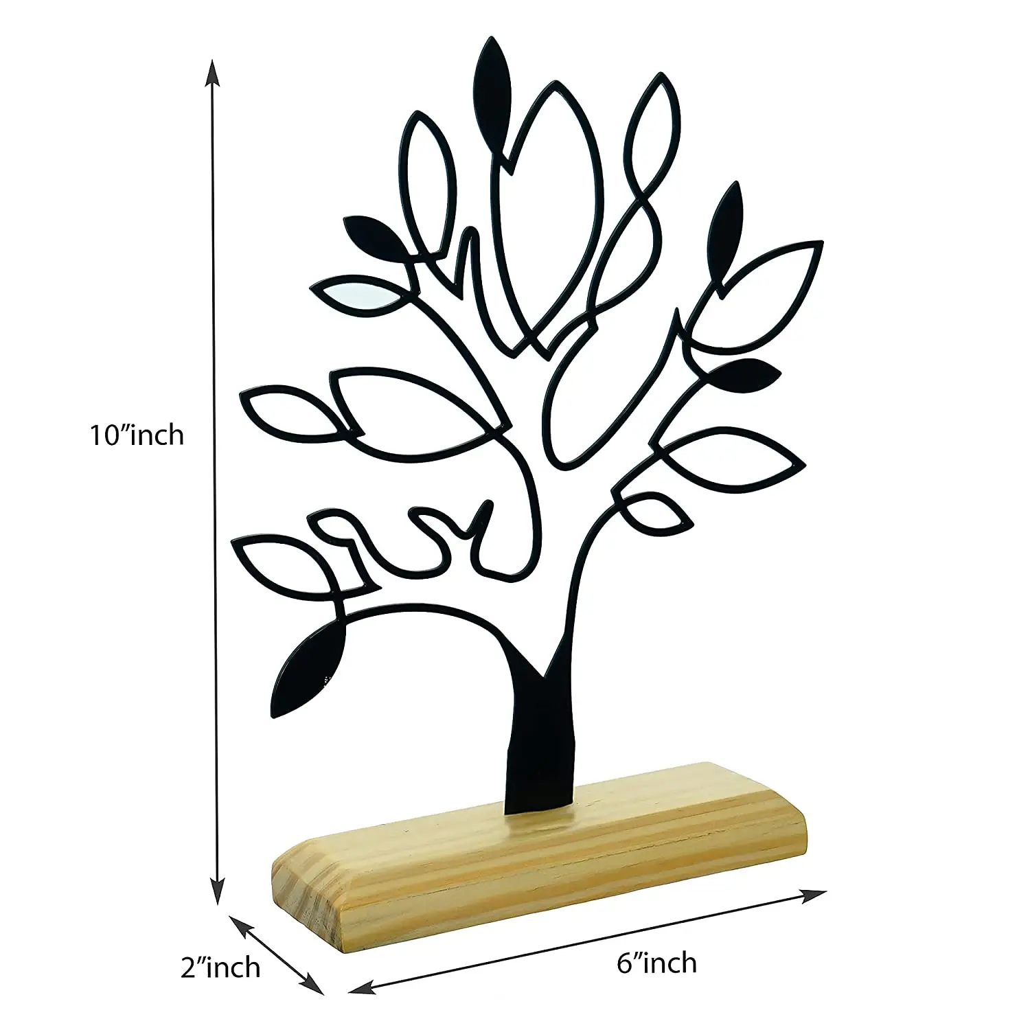 Trees Of Life Metal Sculpture Tree Showpiece On Wooden Base Wire Art