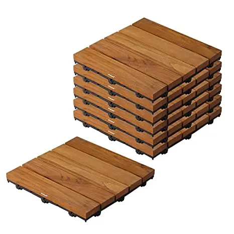 Acacia/teak Wood Interlocking Decking Tiles For Flooring/ Outdoor ...