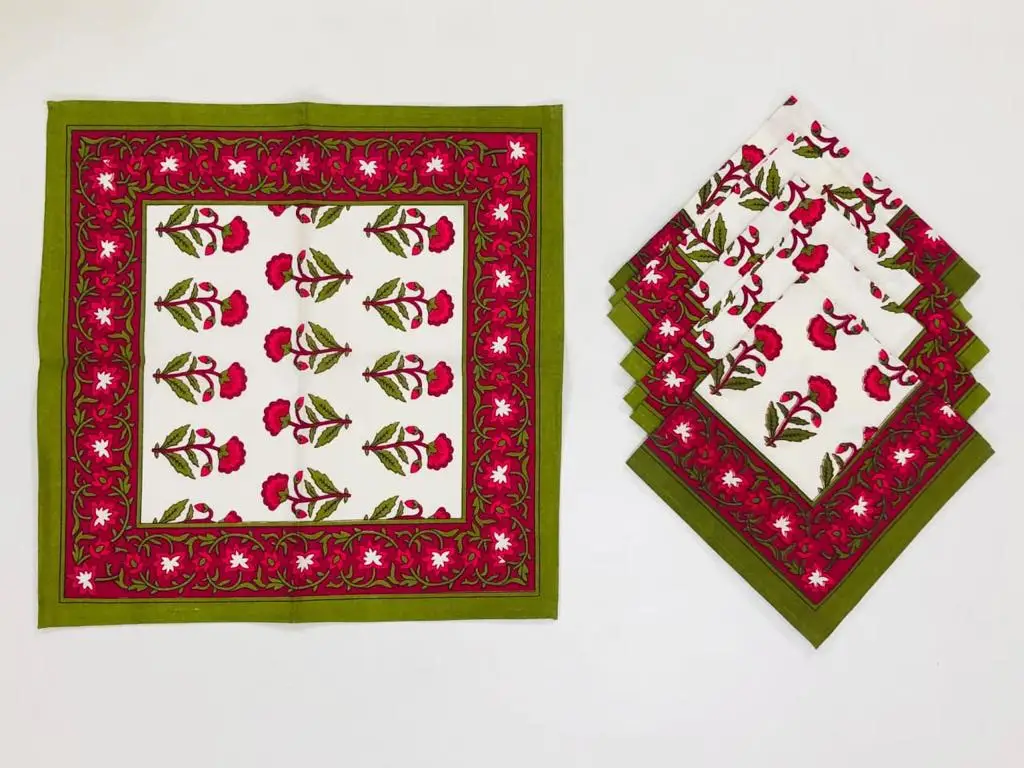 Hand Block Print Cotton Indian Handcrafted Cotton Napkin Wholesale