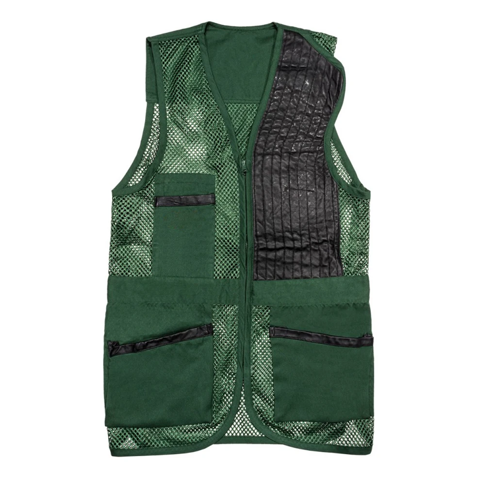 Full Mesh Trap Shooting Vest Leather Shoulder Pad Large Pocket For