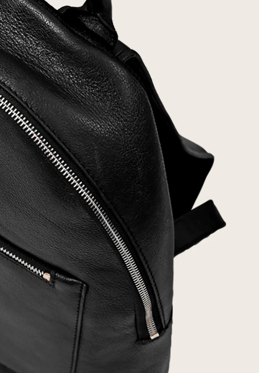 Wholesale Trending Genuine Leather Black Backpack Multiple Inbuilt ...