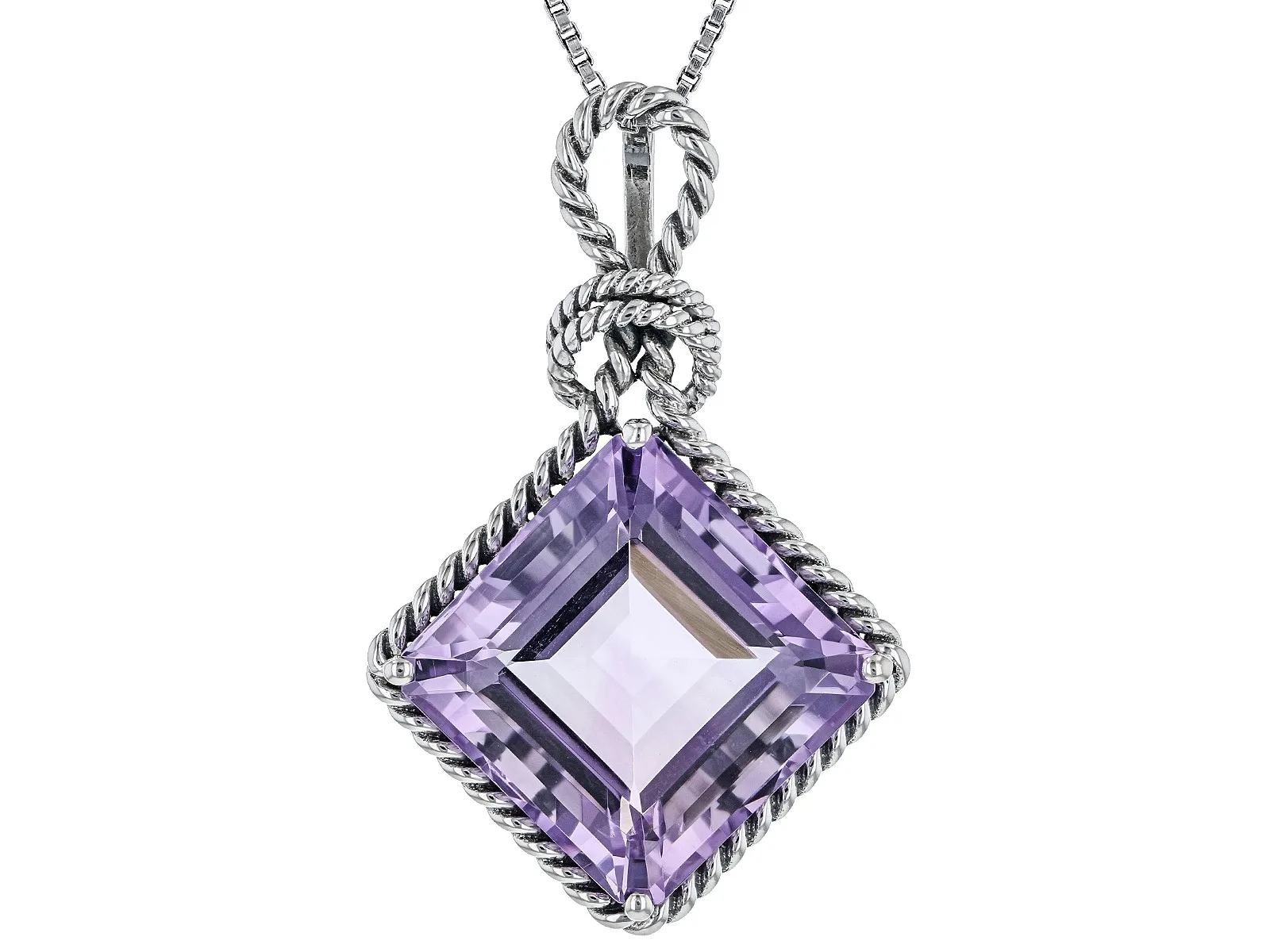 Royal Elegance Purple Amethyst Solitaire Pendant With Chainsterling Silvera Timeless 7810