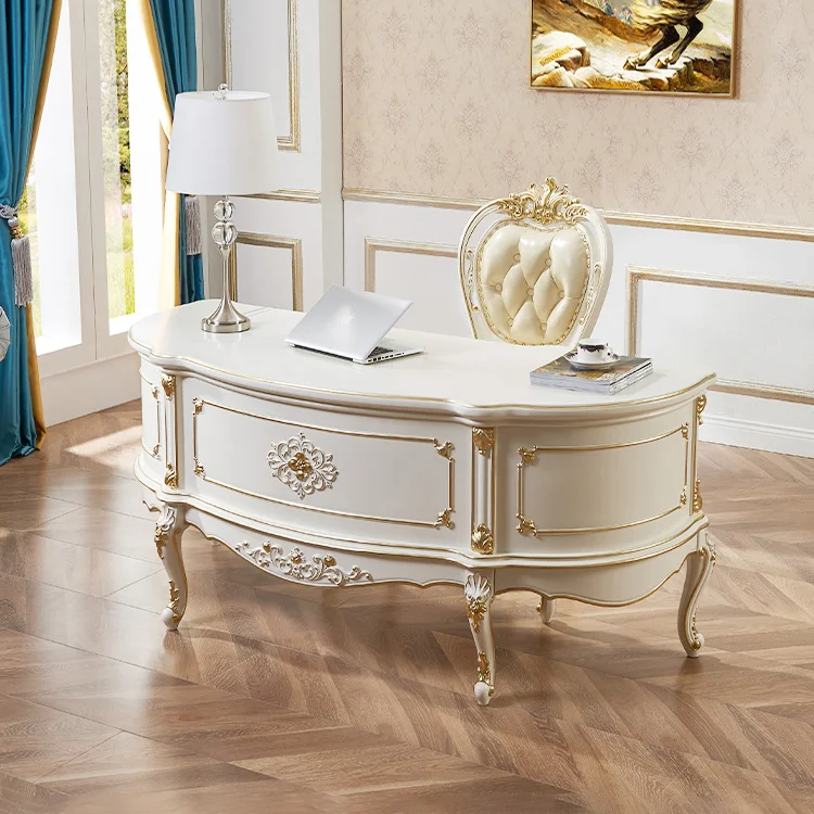 Aarsun Antique Wooden Office Table With Chair With Teak Wood In Antique