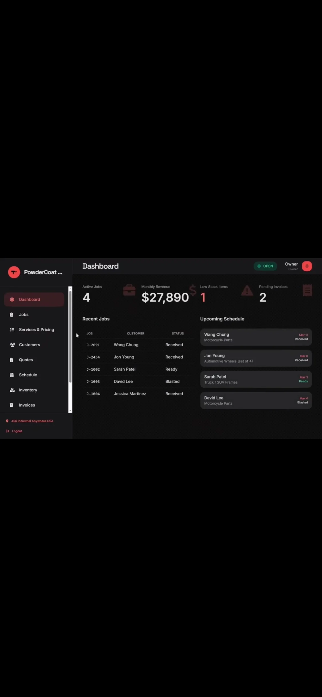 PowderCoat Pro Dashboard