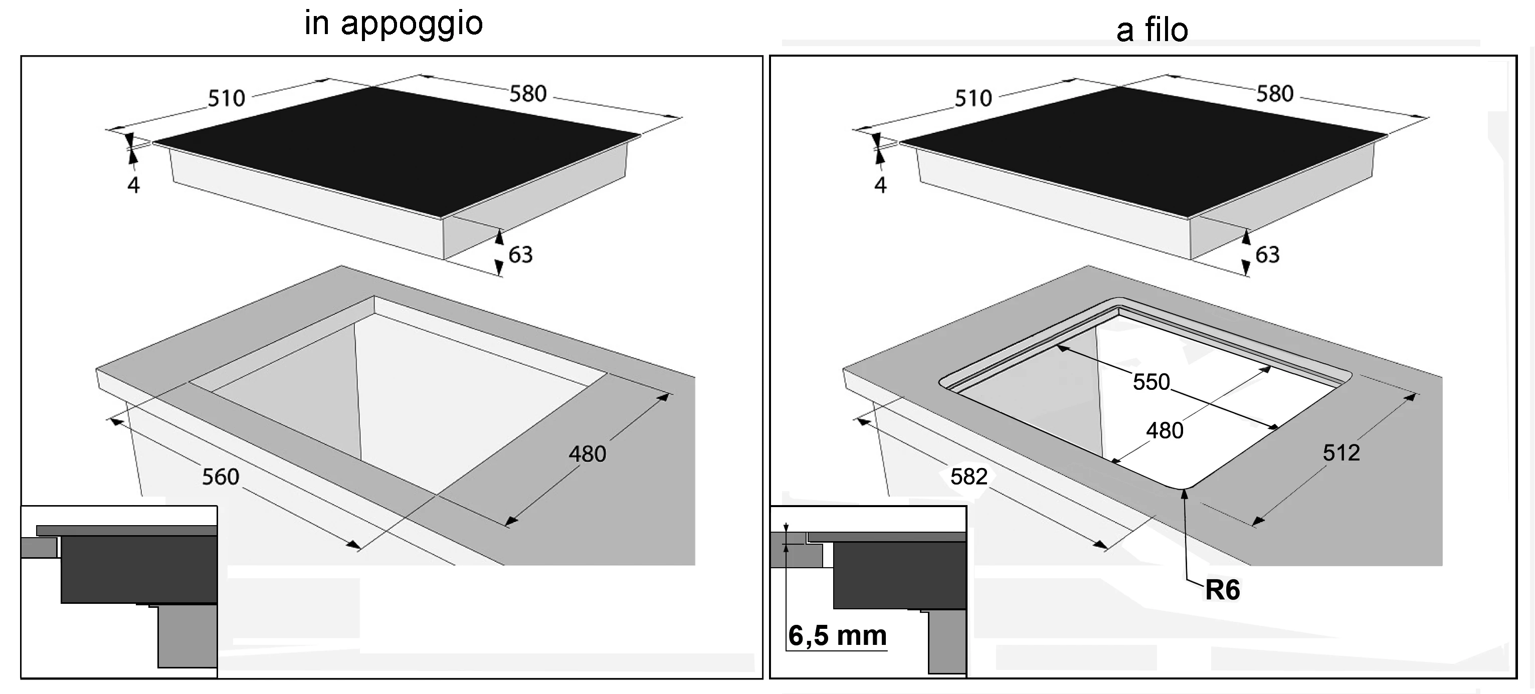 High Quality Made In Italy Design Black Induction Cooker Induction Hob