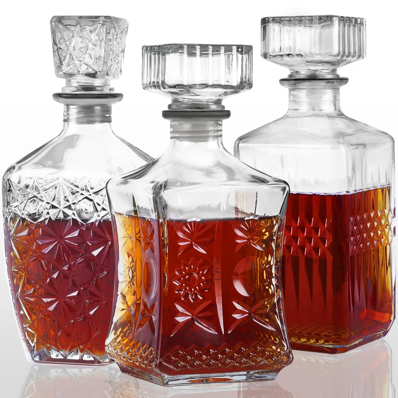 Set of 3 Glass Decanters