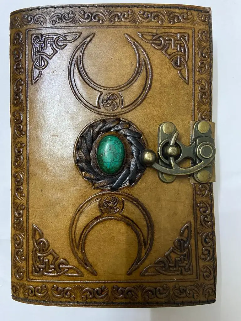 Custom Made Very Attractive Leather Embossed Journals With Crescent