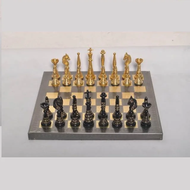 Designer Brass Chess Set Premium Metal Chess Set Personalized Chess
