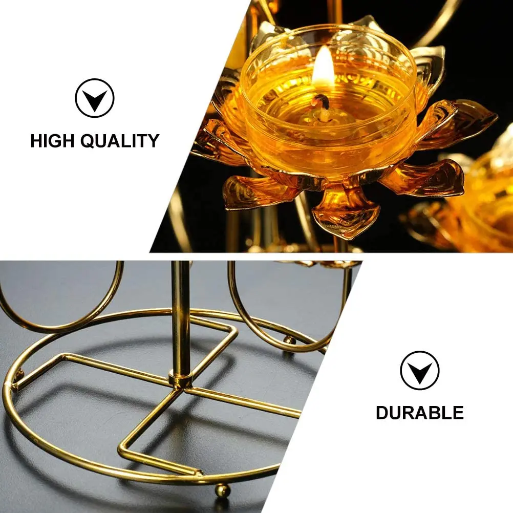 Ghee Lamp Lotus Butter Lamp Holder Golden Cup Candle Holder Tibetan