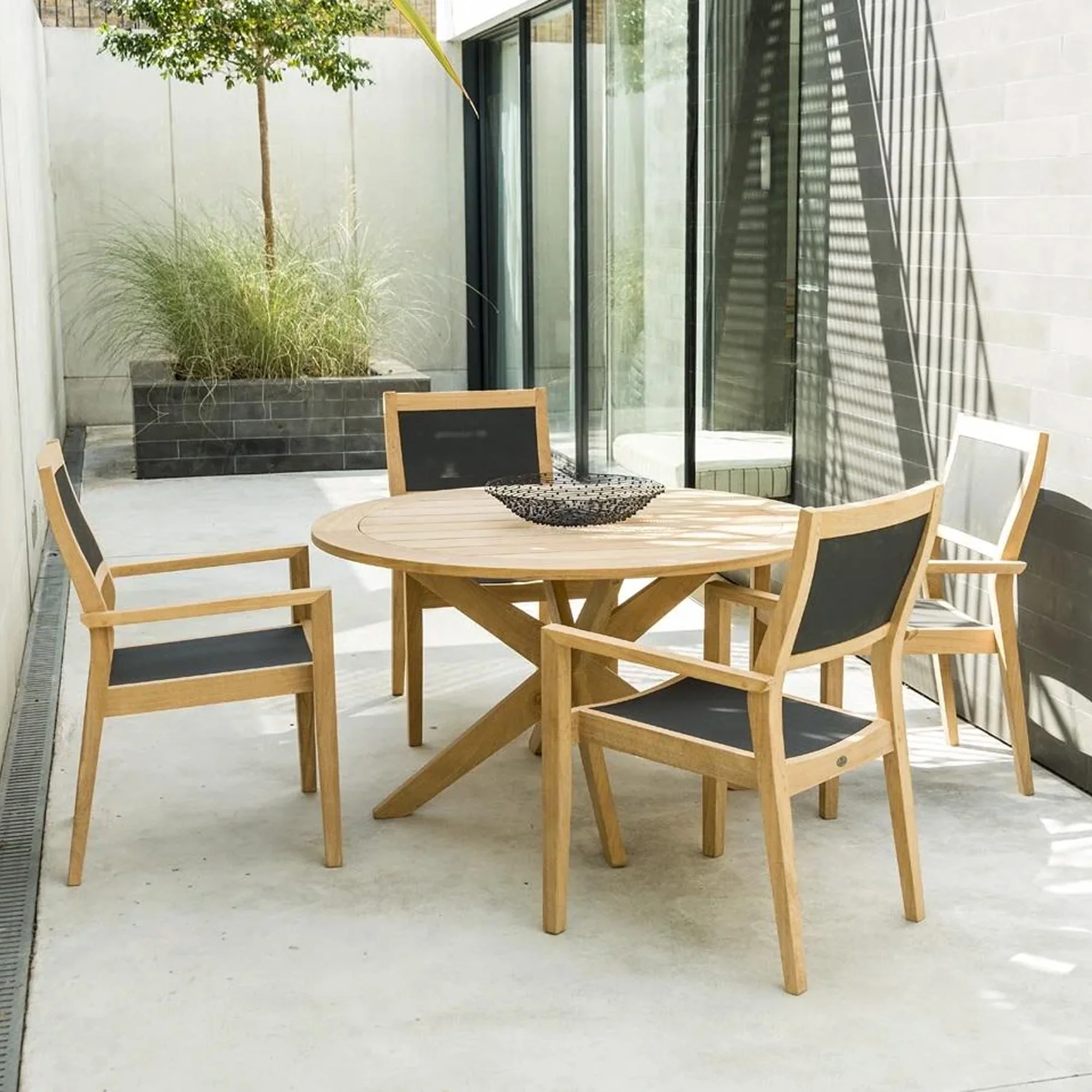 Solid Teak Wood Outdoor Dining Set Garden Round Dining Table Reyne Buy Dining Table And