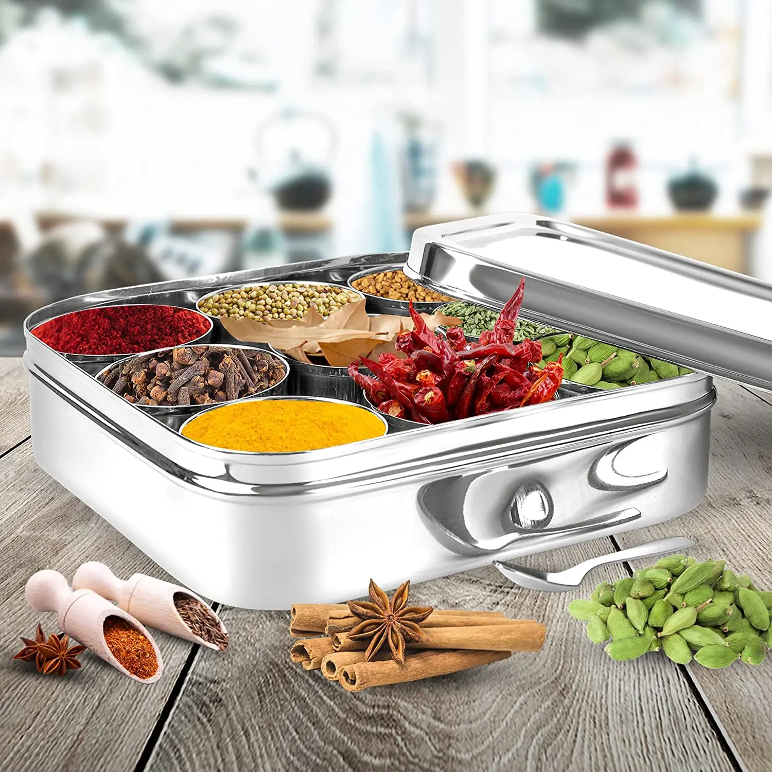 Wholesale Prices Stainless Steel Masala Box Spice Box Masala Dabba