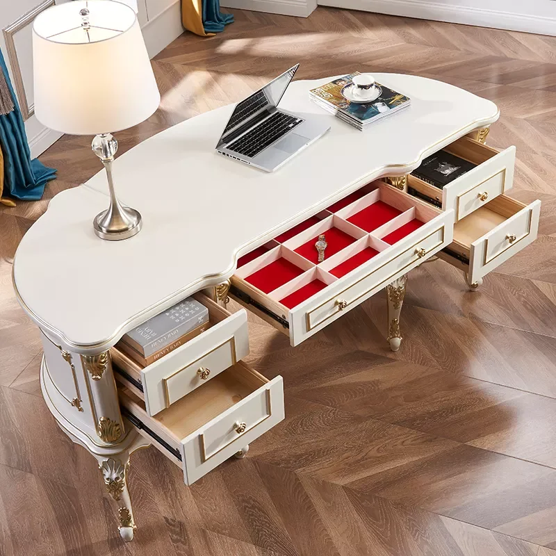 Aarsun Antique Wooden Office Table With Chair With Teak Wood In Antique