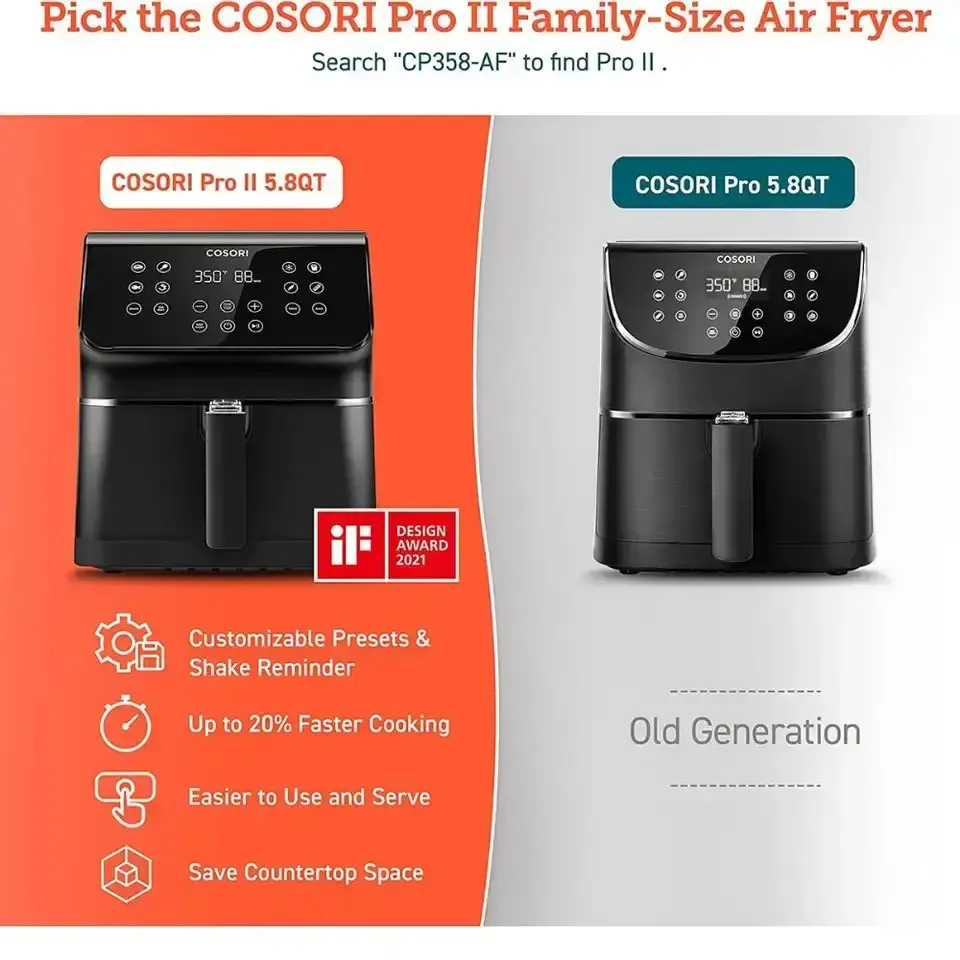 Hot Seller Cosori Pro Ii Air Fryer Oven Combo,5.8qt Max Xl Large Cooker