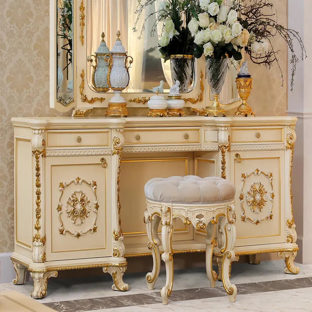 Aarsun Customized Royal Luxury Dressing Table With Stool Made By