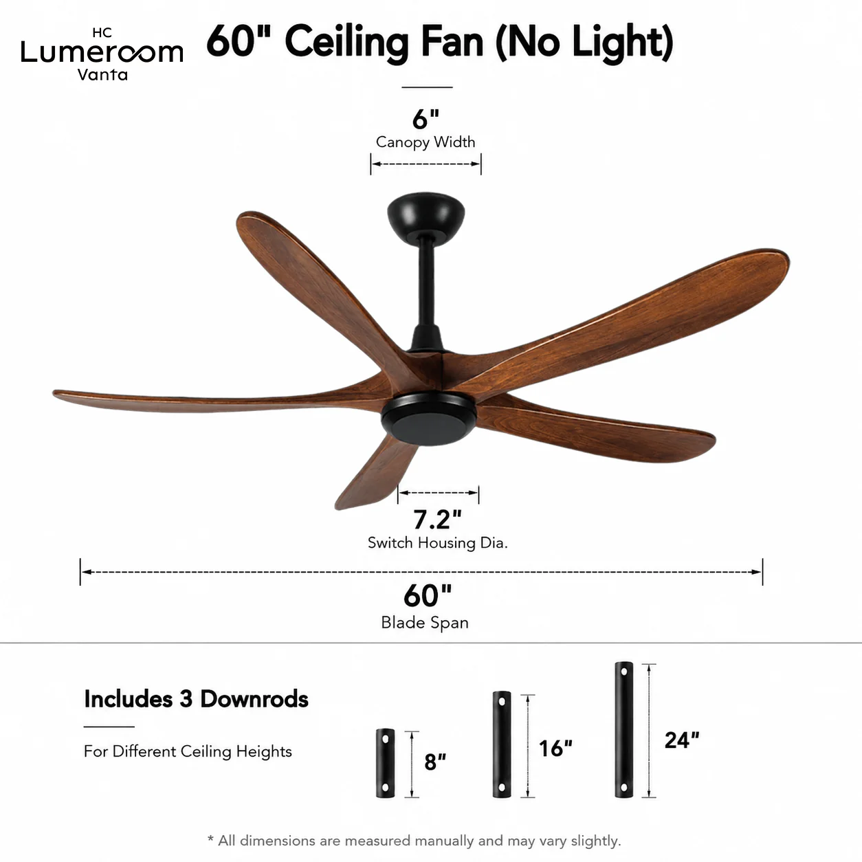 Ceiling Fan, 50 W(0.07hp), Solid Wood + Metal - detail 10