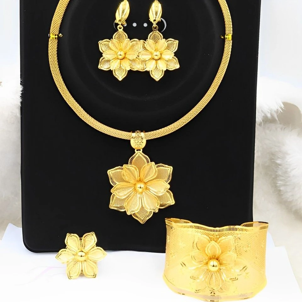 Fashion Jewelry Dubai 24k Gold Plated Jewelry Set For Women African