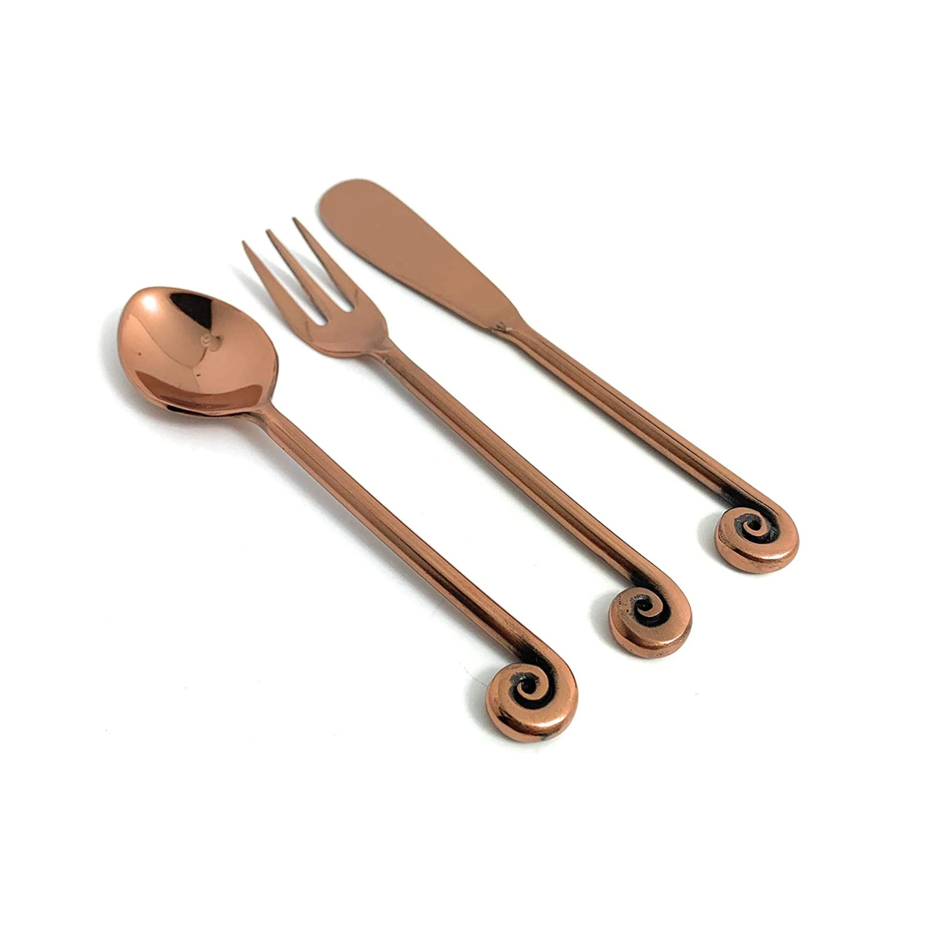 Modern Brass Flatware Cutlery Set With Twisted Handle For Home