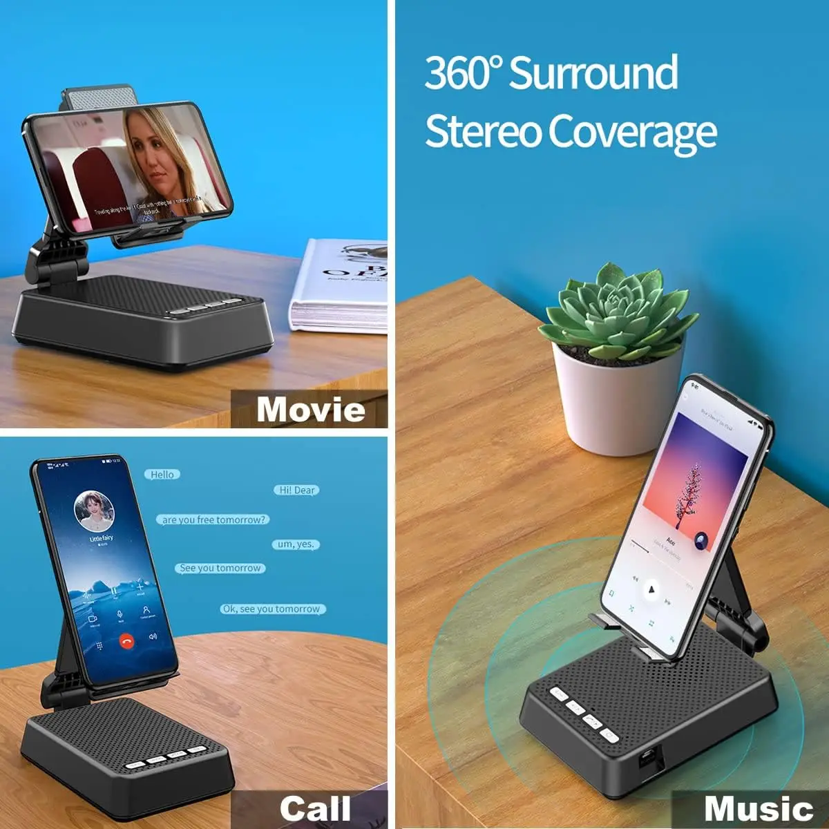 2023 Hot Foldable Mini Phone Stand With Wireless Bluetooth Speaker