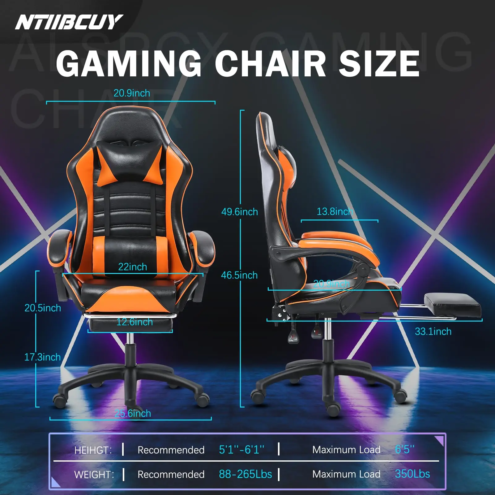 Alinunu Ergonomic Gaming Chair With Footrest,Comfortable Computer ...