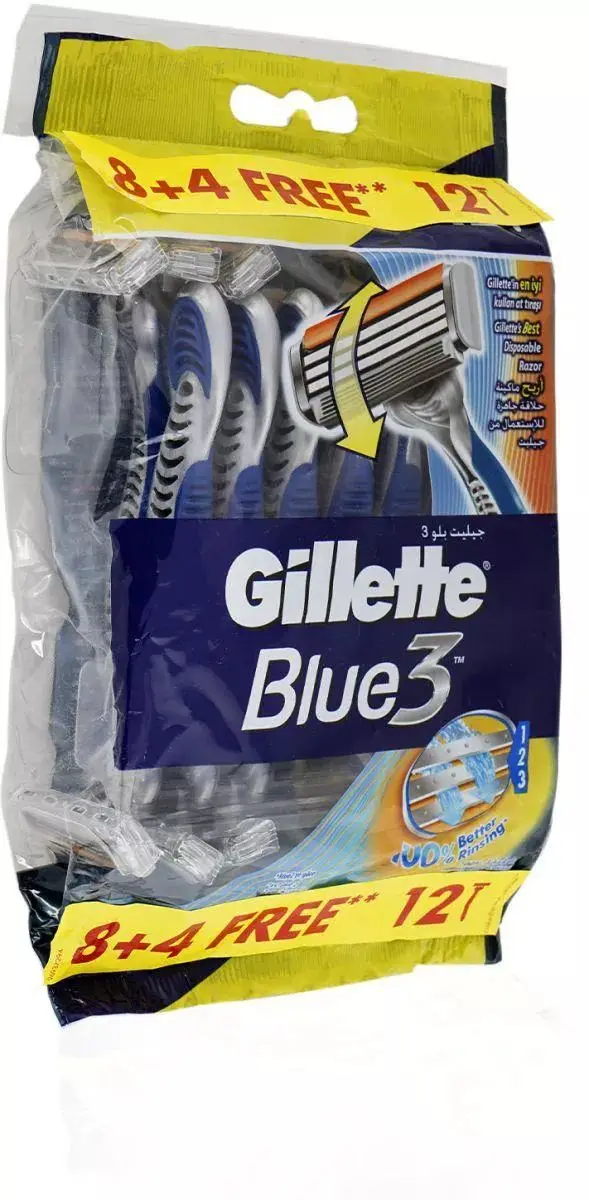 Original Gillette Blue3 Cool Shaving Razor Blades 6+2blades In Pack