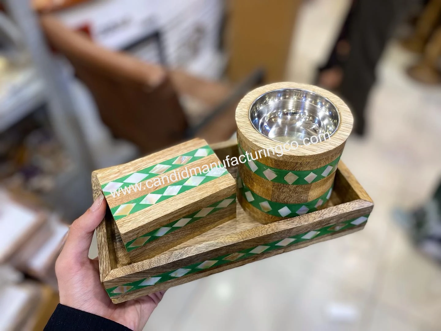 New Design Bakhoor Burner Mubkhara Mother Of Pearl And Resin Tray Box
