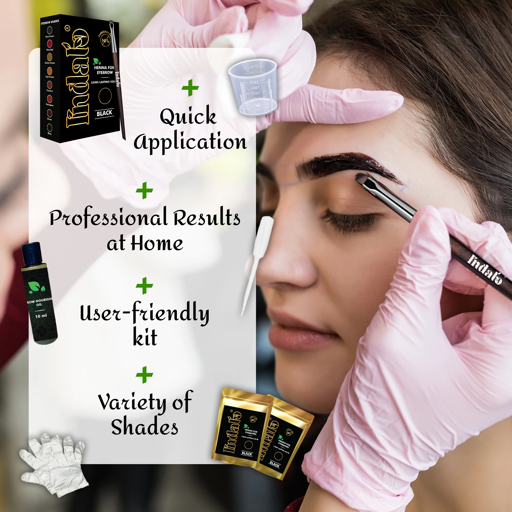 Brown Eyebrows Henna Semi Permanent Brow Henna Oem Private Label