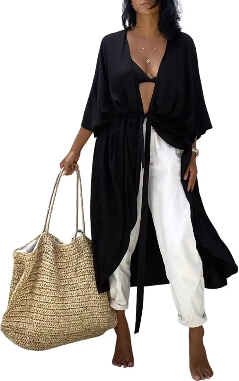 Bsubseach Women Black Beach Swimsuit Cover Ups