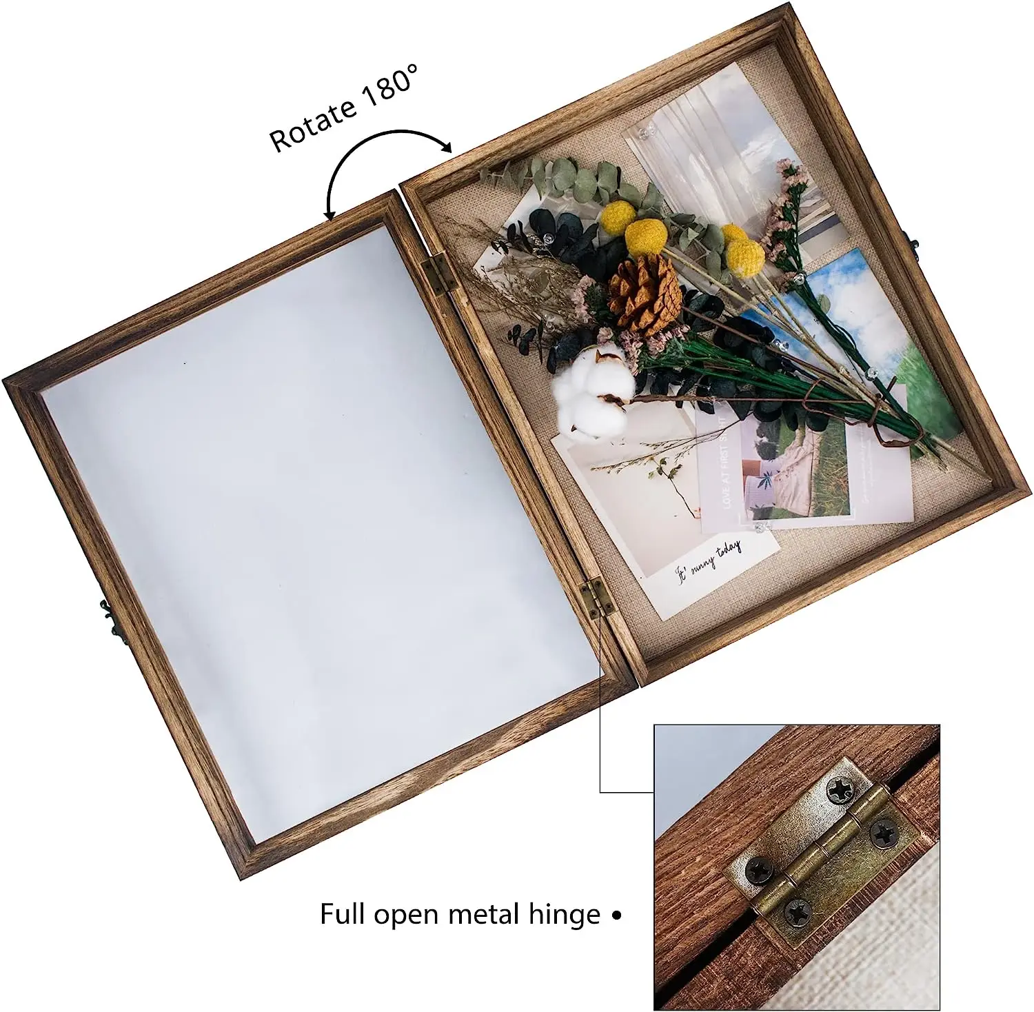 11x14 Shadow Box Frame Solid Wood Glass Door Display Case With Linen