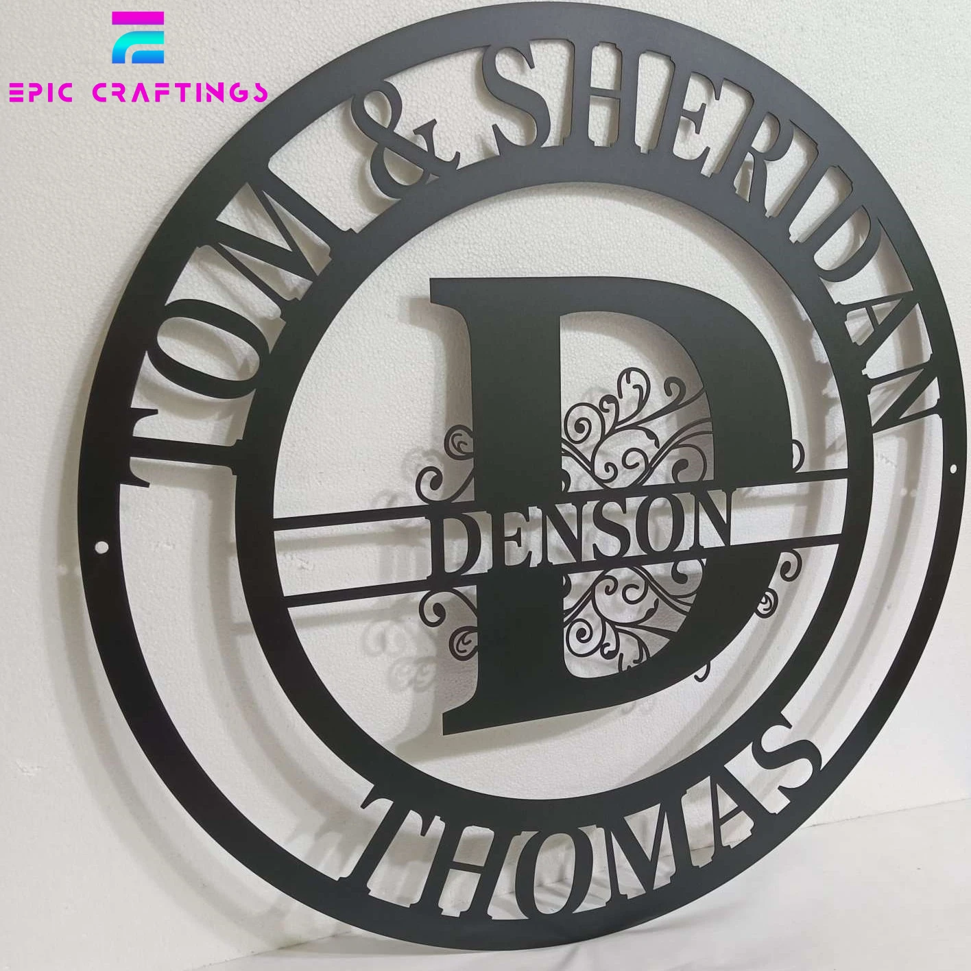 White Monogram Family Name Metal Signs For Outdoor Indoor Waterproof ...