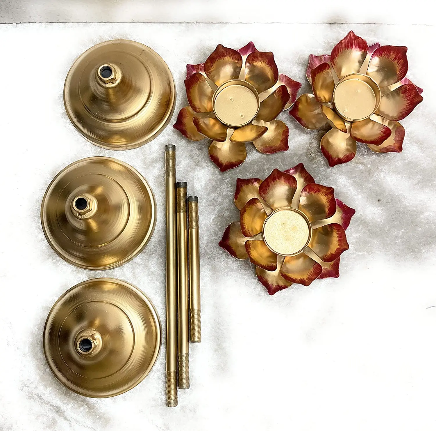 Flower Shaped Set Of Three Votive Candle Holder Lotus Candle Tealight