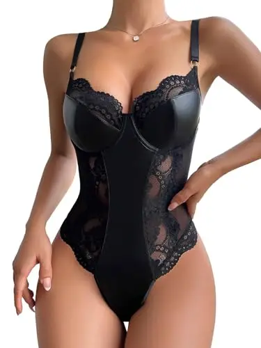 Lilosy Plus Size Sexy Leather Underwire Corset