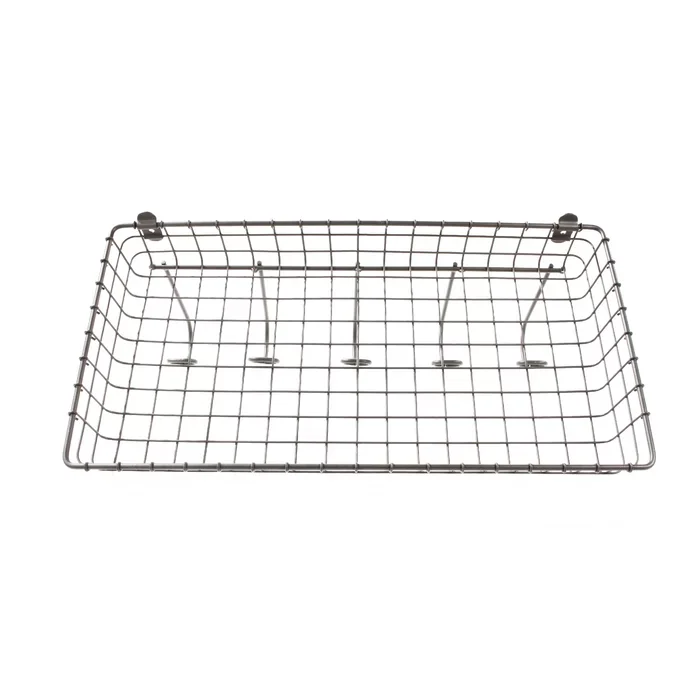 Metal Black Bathroom Storage Pegboard Wire Basket With Door Hanger For