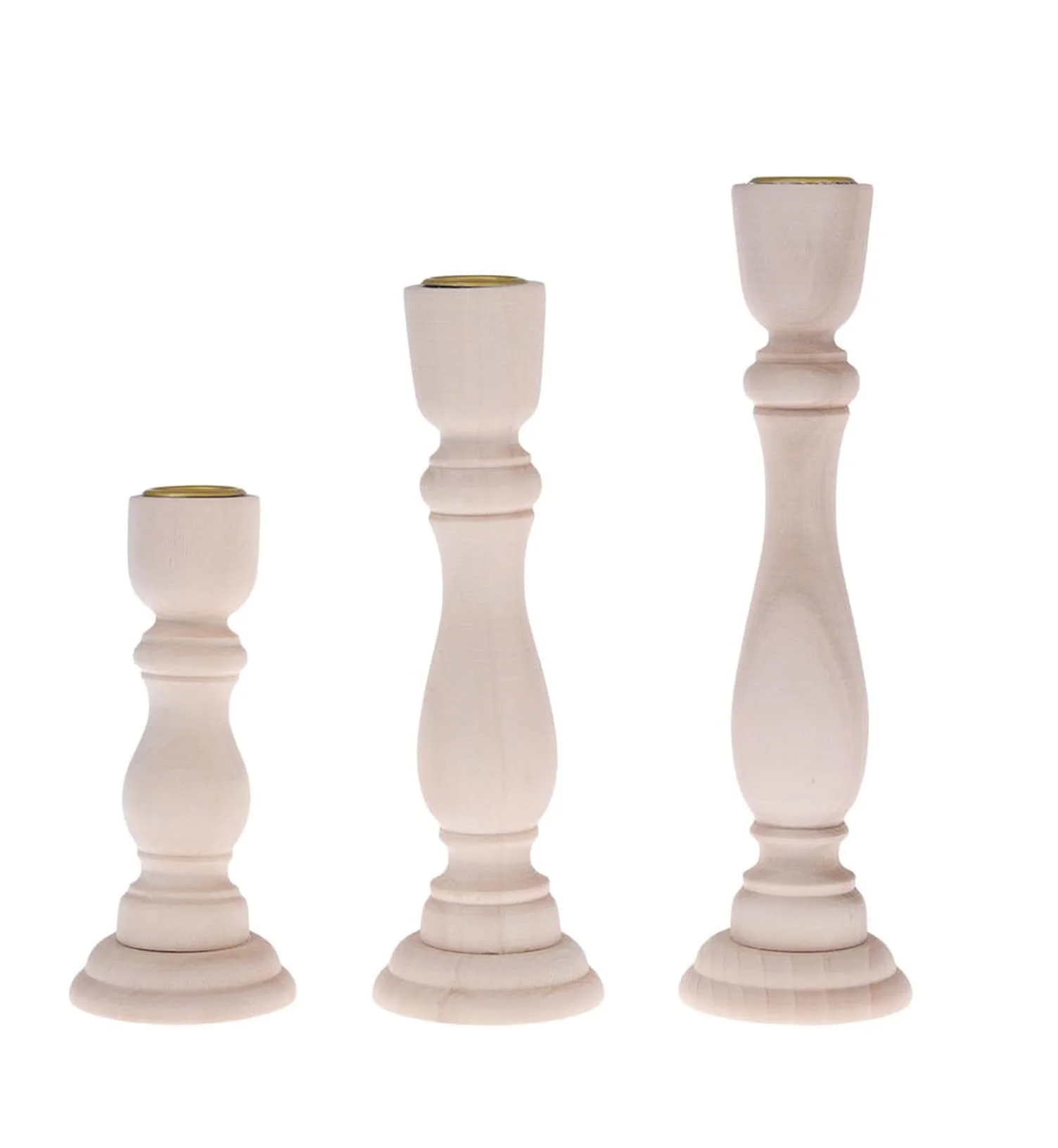 3 Pieces Wooden Candle Holders Wooden Farmhouse Candlesticks Unfinished